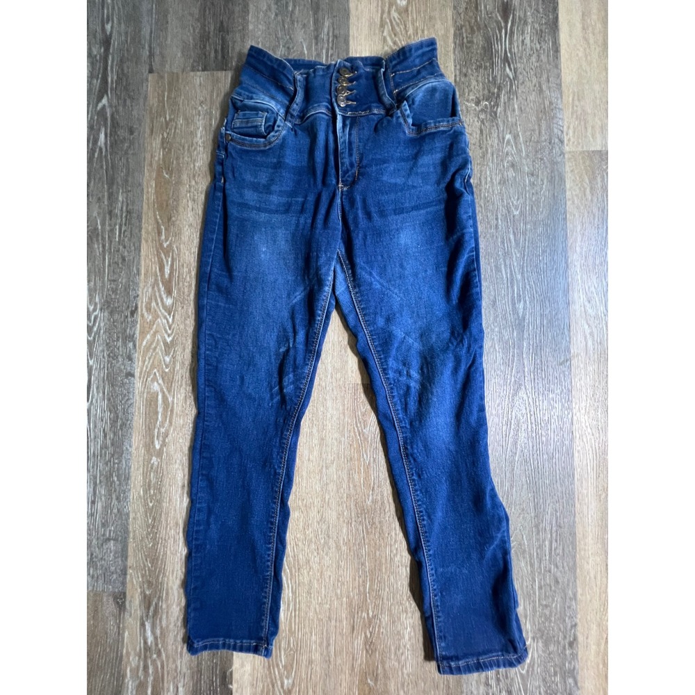 Bamboo Skinny Jeans Size 13 Blue High Waisted Four Button Fly Stretch